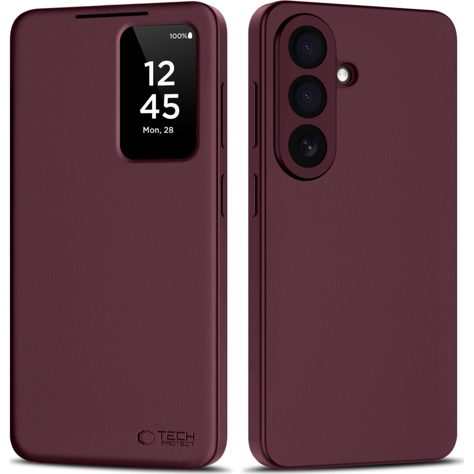 Etui z klapką Tech-Protect Smart Wallet dla Samsung Galaxy S26 Plus, bordowe